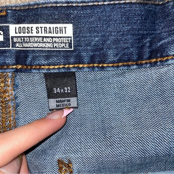 CARHARTT Men's Loose Straight Double-Front Denim Dungaree Size 34X32 - Picture 3 of 6